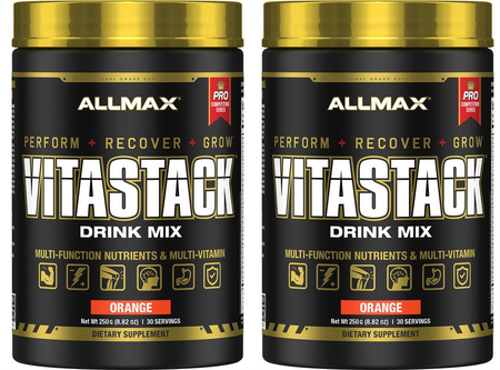 -AllMax Nutrition VitaStack Powder Orange - 60 Servings (2 x 30 Serving Btls)  TWINPACK