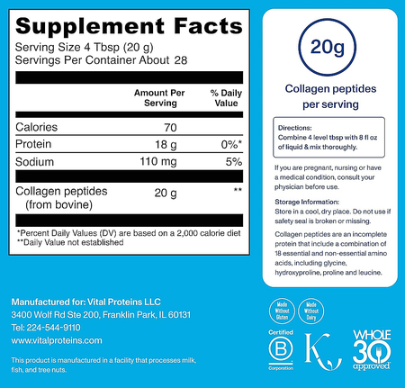 Vital Proteins Collagen Peptides  Unflavored - 28 Servings