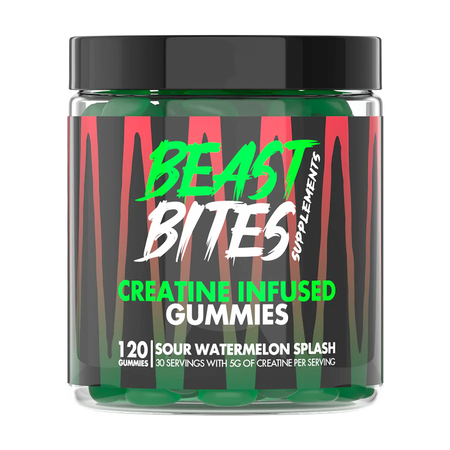 Beast Bites Creatine Infused Gummies  Sour Watermelon Splash  - 30 Servings