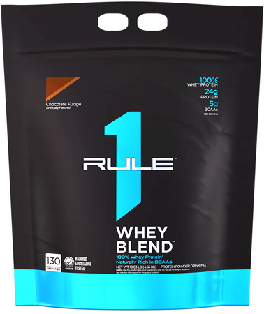 Rule 1 Whey Blend 100% Whey Protein Chocolate Fudge - 10 Lb - 130 Servings