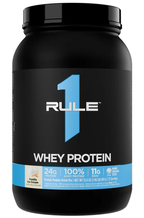 Rule 1 Whey Protein (100% Whey Protein)  Vanilla Ice Cream - 1.96 Lb (27 Servings)