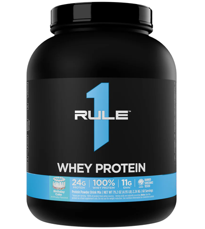 Rule 1 Whey Protein (100% Whey Protein)  Birthday Cake - 4.95 Lb (64 Servings)