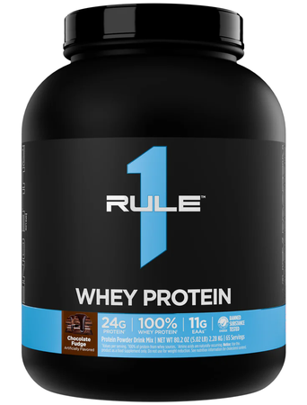 Rule 1 Whey Protein (100% Whey Protein)  Chocolate Fudge - 5 Lb (65 Servings)
