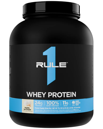 Rule 1 Whey Protein (100% Whey Protein)  Vanilla Ice Cream - 4.95 Lb (68 Servings)