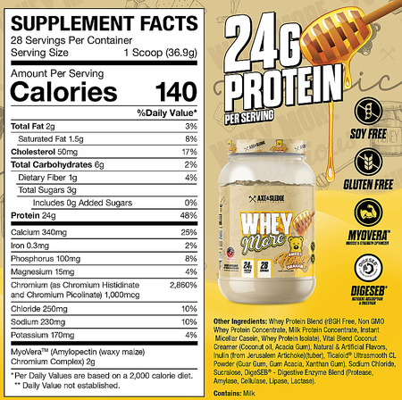 Axe & Sledge Whey More Protein  Honey Grizzly Graham - 28 Servings
