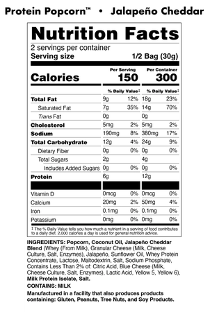 Bucked Up Protein Popcorn  Jalapeno Cheddar - 5 Bags