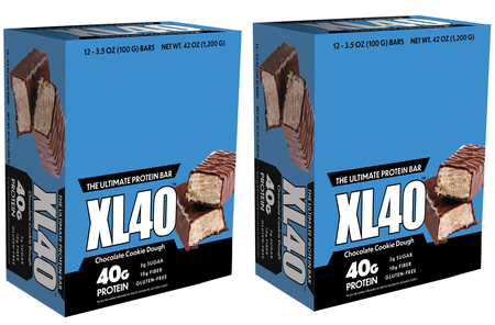 XL40 The Ultimate Protein Bar - 40 grams of Protein/Bar!!   Chocolate Cookie Dough - 24 Bars (2 Boxes of 12 Bars) TWINPACK