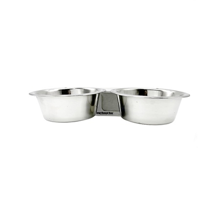 Kennel Gear, 1 Pint Double Stainless Steel Bowl with Aluminum Yoke and .75" Bar Mount System