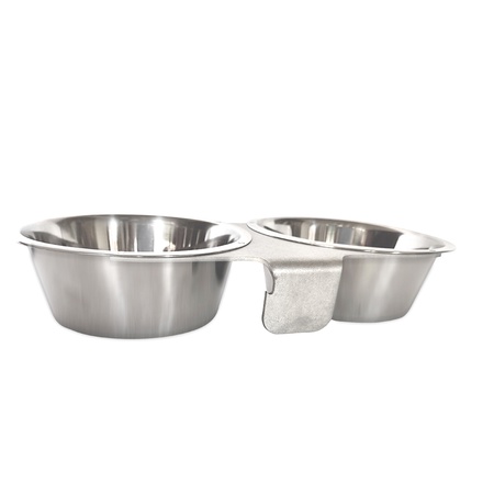 2 Quart Double Stainless Steel Bowl with Stainless Steel Yoke