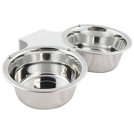 2 Quart Double Stainless Steel Bowl with Stainless Steel Yoke