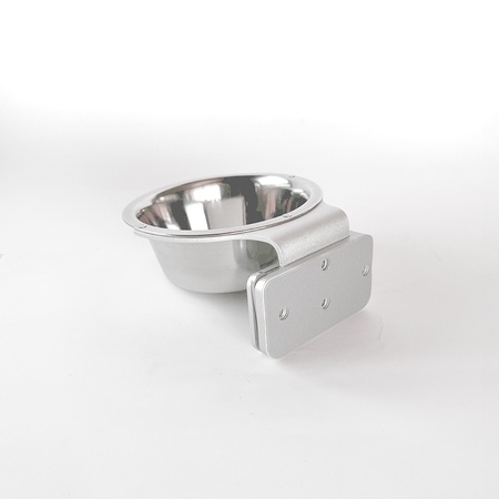 Kennel Gear, 1 Pint Stainless Steel Bowl with Aluminum Yoke, .5" Surface Mount and Adhesive Backing