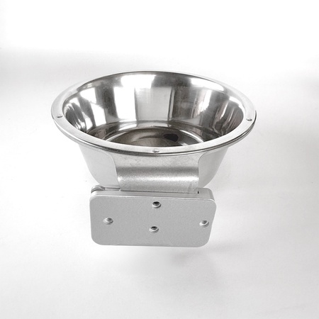 Kennel Gear, 1 Quart Stainless Steel Bowl with Aluminum Yoke, .5" Surface Mount and Adhesive Backing