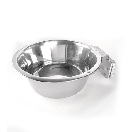 Kennel Gear, 1 Quart Stainless Steel Bowl with Aluminum Yoke, .5" Surface Mount and Adhesive Backing