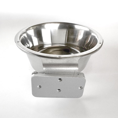Kennel Gear, 2 Quart Stainless Steel Bowl with Aluminum Yoke, .5" Surface Mount and Adhesive Backing