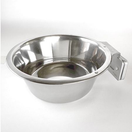 Kennel Gear, 2 Quart Stainless Steel Bowl with Aluminum Yoke, .5" Surface Mount and Adhesive Backing