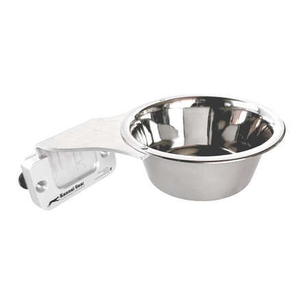 Kennel Gear, 1 Pint Stainless Steel Bowl with Left Hinged Aluminum Crate Yoke System