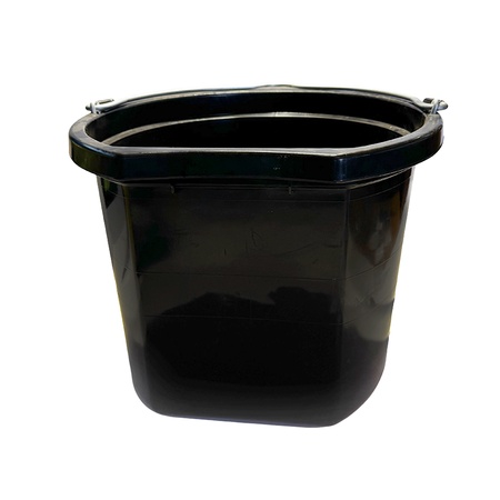 20 Quart Flat-Back Plastic Bucket, Black