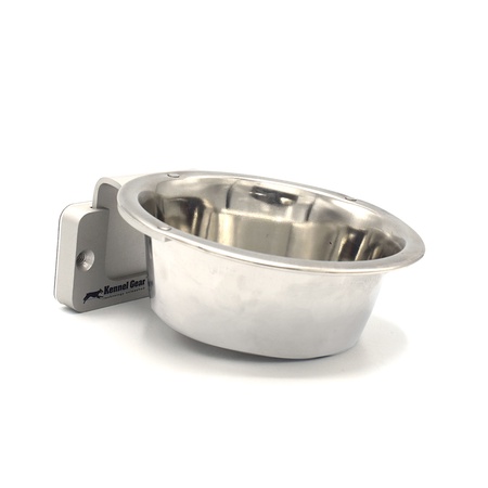 Kennel Gear Brand, .5 Pint Stainless Steel Bowl with Aluminum Yoke, .5" Surface Mount and Adhesive Backing