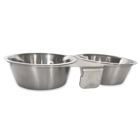 Kennel Gear, 1 Quart Double Stainless Steel Bowl with Aluminum Yoke