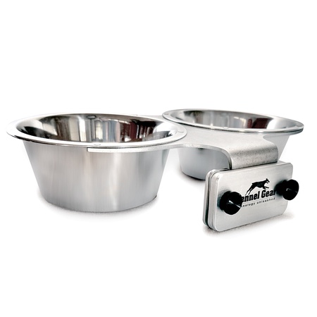 Kennel Gear, 2 Quart Double Stainless Steel Bowl with Stainless Steel Yoke System