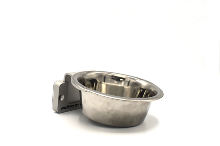 Kennel Gear, .5 Pint Stainless Steel Bowl with Aluminum Yoke, .5" Surface Mount and Adhesive Backing