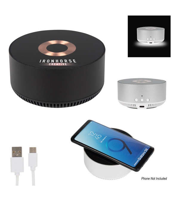 15W Glass Top Wireless Charger & Speaker - Full Color Imprint