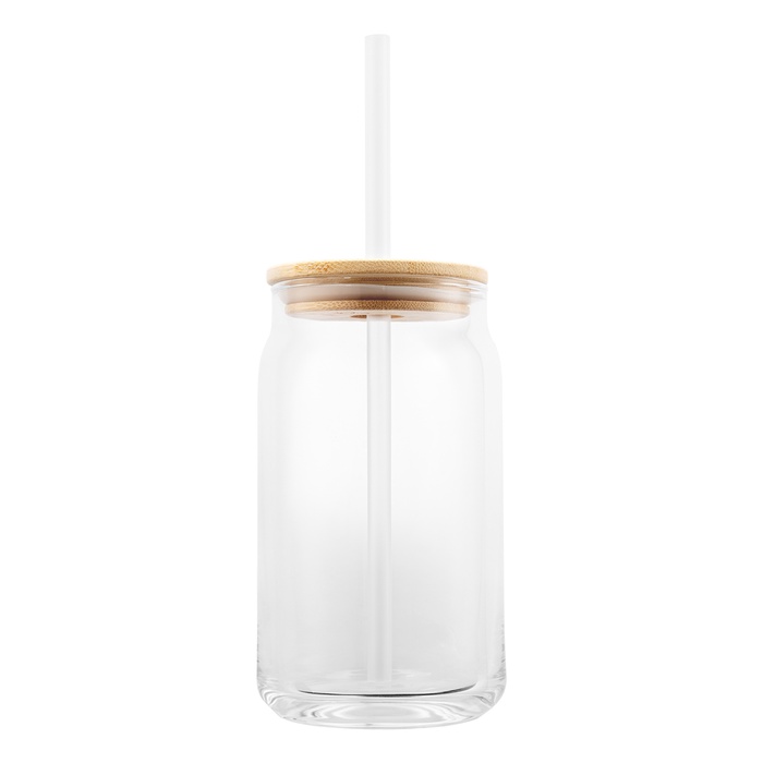 17 Oz. Soda Lime Glass Can With Bamboo Lid