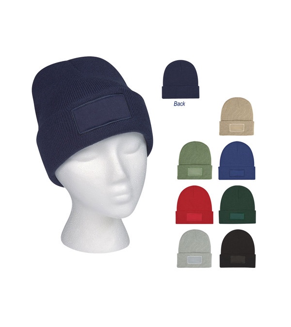 Patch Knit Beanie with Cuff