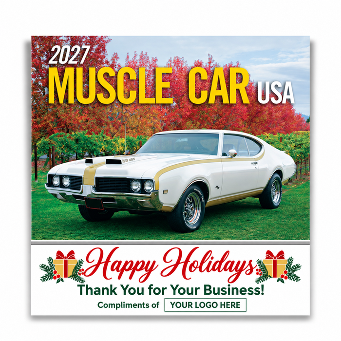 A Classic Holiday Thank-You Muscle Car USA Custom Wall Calendar - 2027