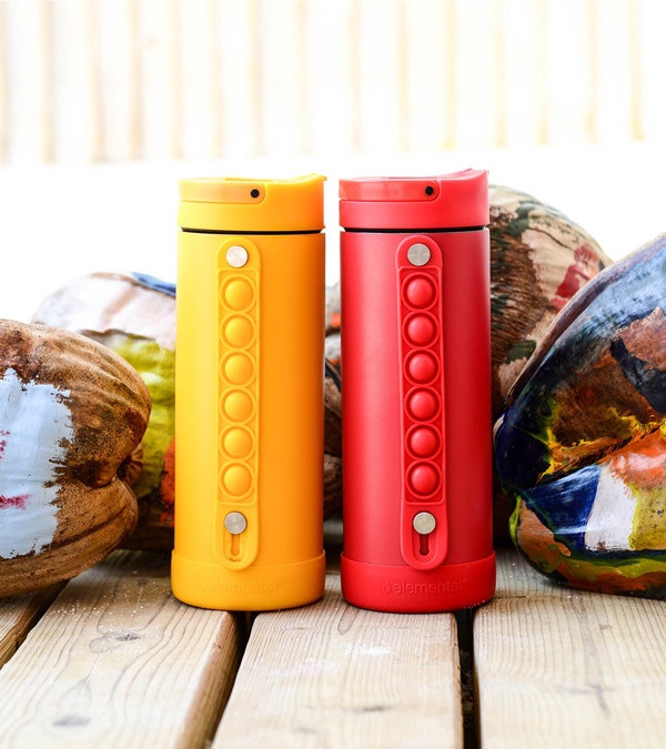 Elemental 14 oz. Iconic Pop Fidget Bottle w/ Drinking Spout and Straw - 1 Color Imprint
