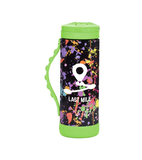 Elemental 14 oz. Iconic Pop Fidget Bottle w/ Drinking Spout and Straw - 1 Color Imprint