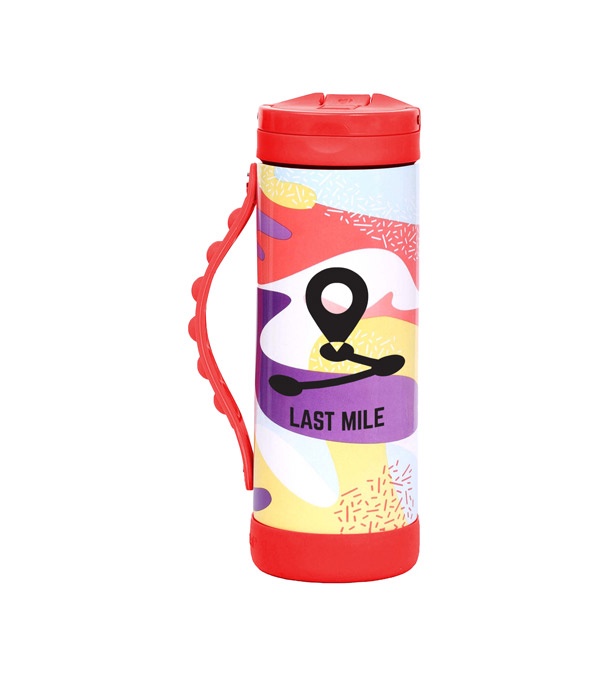 Elemental 14 oz. Iconic Pop Fidget Bottle w/ Drinking Spout and Straw - 1 Color Imprint