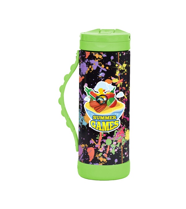 Elemental 14 oz. Iconic Pop Fidget Bottle w/ Drinking Spout and Straw - Full Color Imprint