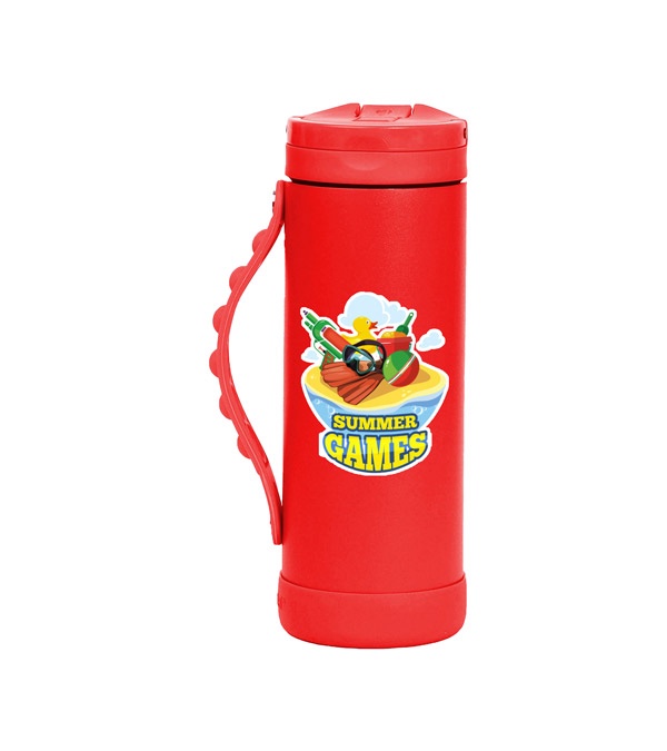 Elemental 14 oz. Iconic Pop Fidget Bottle w/ Drinking Spout and Straw - Full Color Imprint