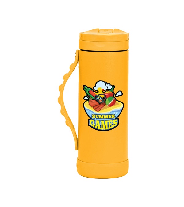 Elemental 14 oz. Iconic Pop Fidget Bottle w/ Drinking Spout and Straw - Full Color Imprint