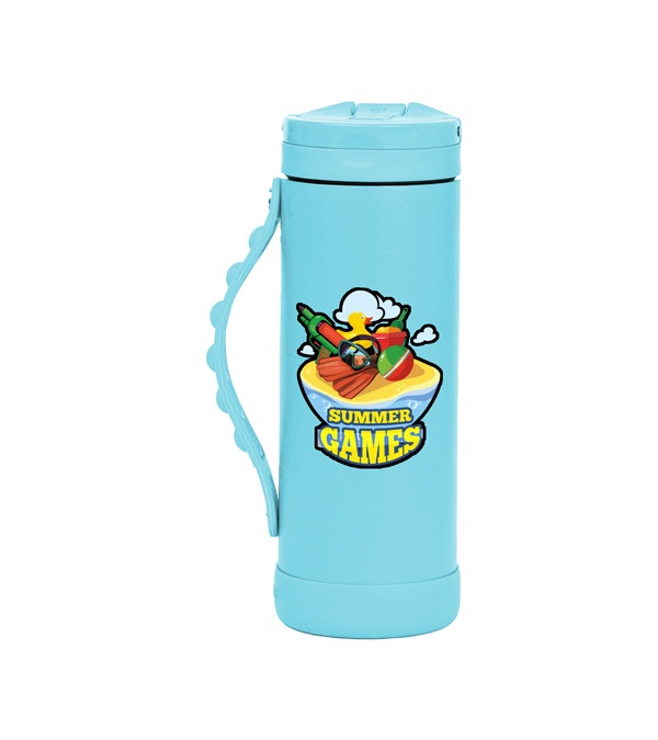 Elemental 14 oz. Iconic Pop Fidget Bottle w/ Drinking Spout and Straw - Full Color Imprint