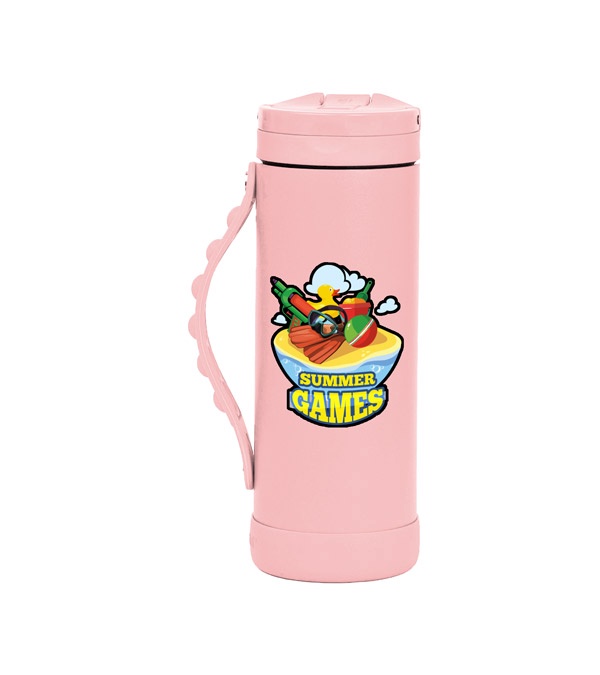 Elemental 14 oz. Iconic Pop Fidget Bottle w/ Drinking Spout and Straw - Full Color Imprint