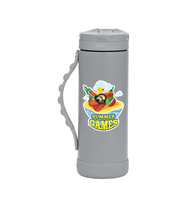 Elemental 14 oz. Iconic Pop Fidget Bottle w/ Drinking Spout and Straw - Full Color Imprint