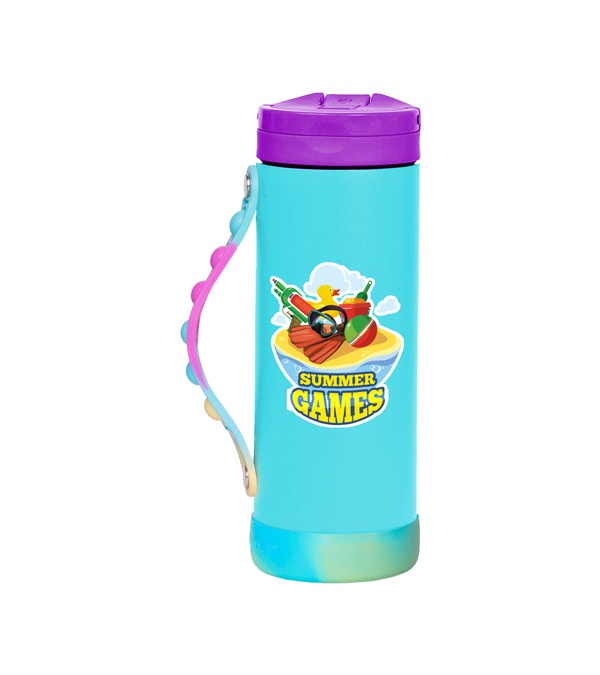 Elemental 14 oz. Iconic Pop Fidget Bottle w/ Drinking Spout and Straw - Full Color Imprint