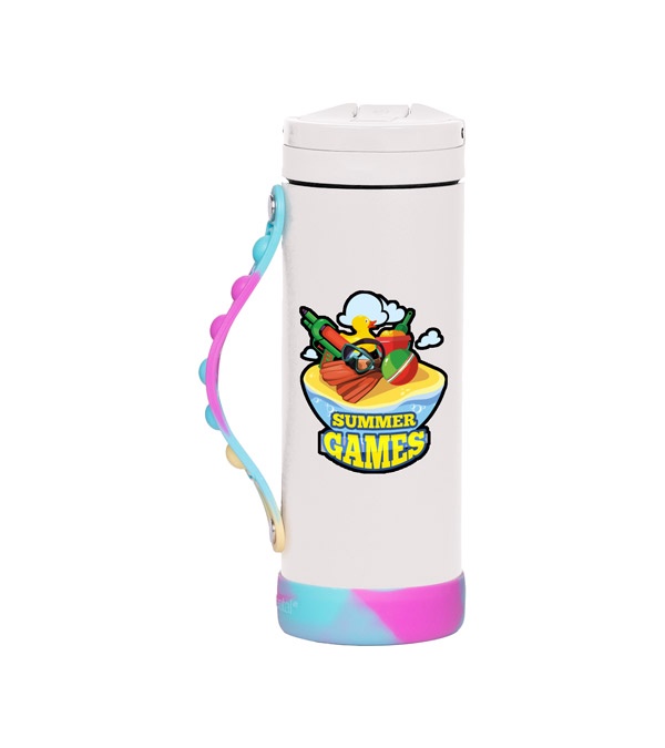 Elemental 14 oz. Iconic Pop Fidget Bottle w/ Drinking Spout and Straw - Full Color Imprint