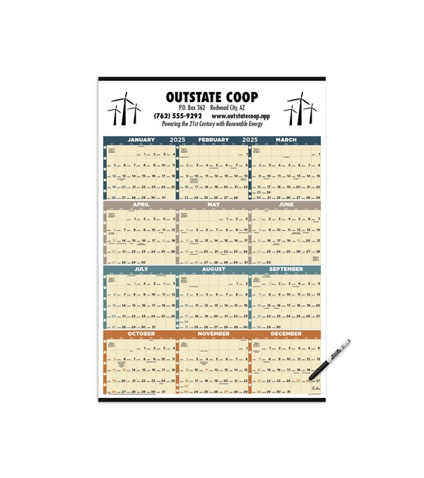 Time Management Span-A-Year Calendar (Laminated w/ Marker)