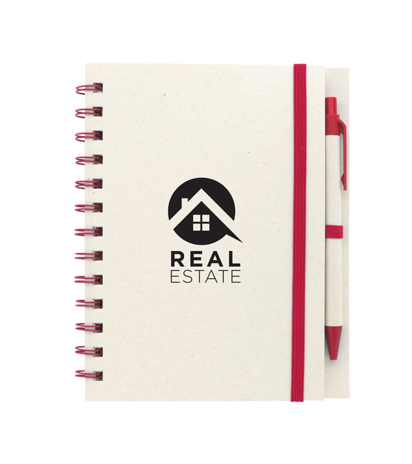Recycled Paper Carton Spiral Notebook with Pen