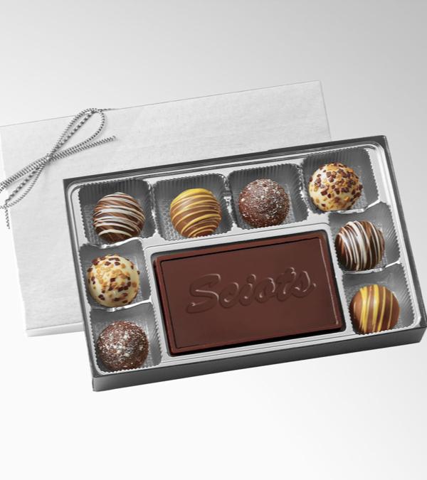 Filled Truffles Gift Box with Dark Chocolate Centerpiece