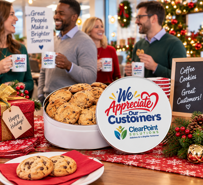 We Appreciate Our Customers Chocolate Chip Cookie Tin with Your Logo