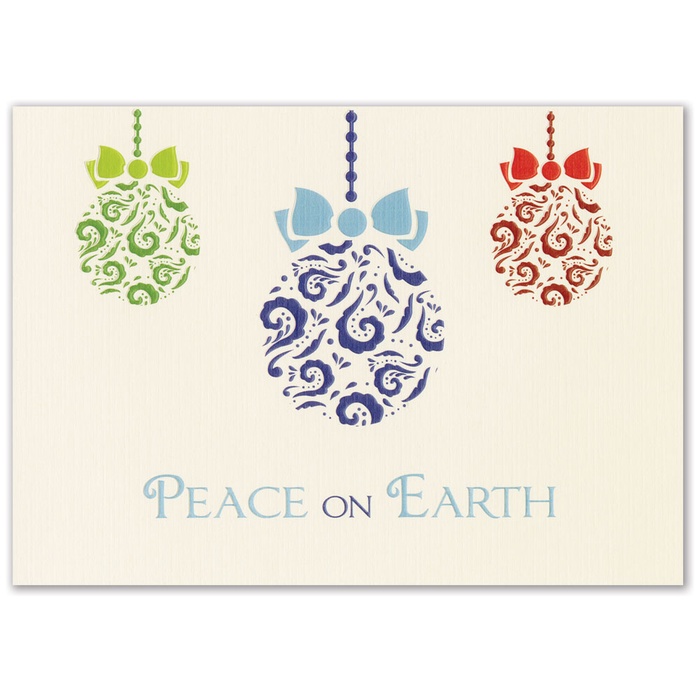 Premium Embossed Ornaments Holiday Card