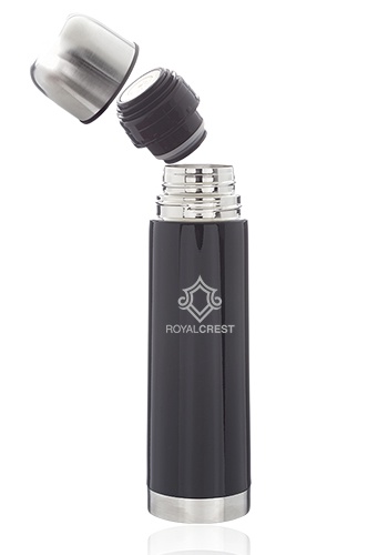 17 oz. Black Stainless Steel Vacuum Logo Thermos