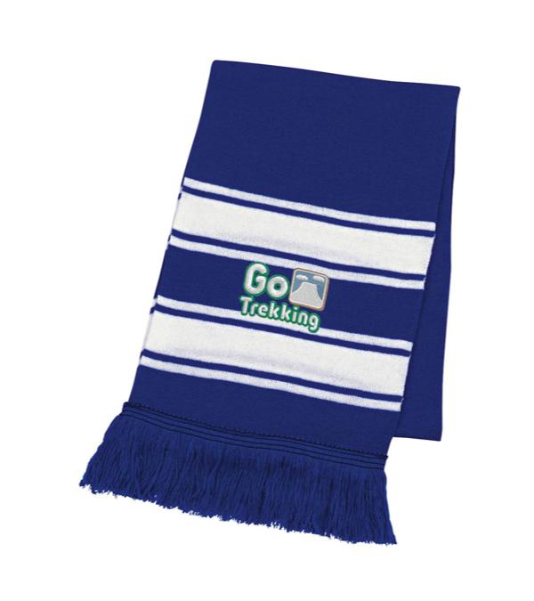 Two-Tone Knit Scarf with Fringe - Embroidered