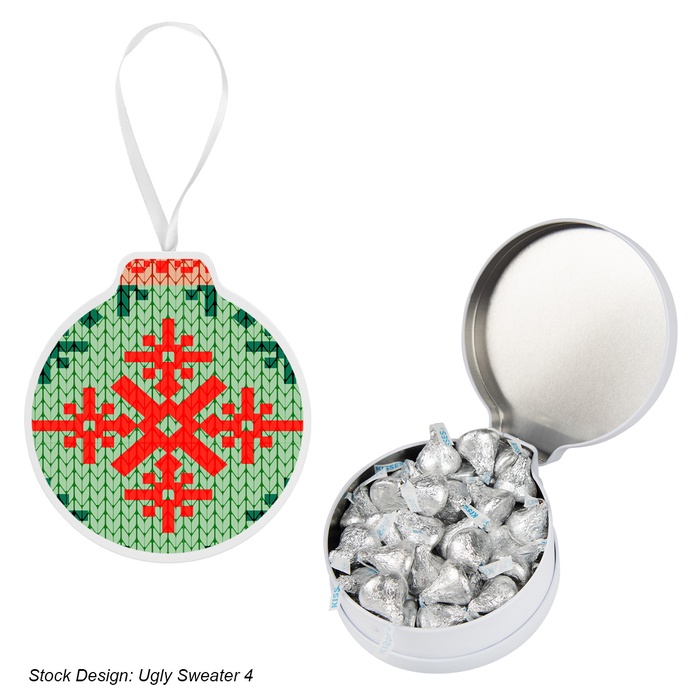 Happy Holidays Full Color Ornament Tin With Candy