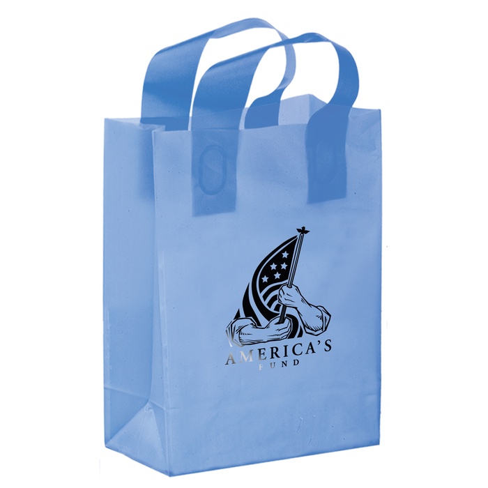 Color Frosted 8" x 4" x 11" Logo Shopper Bags