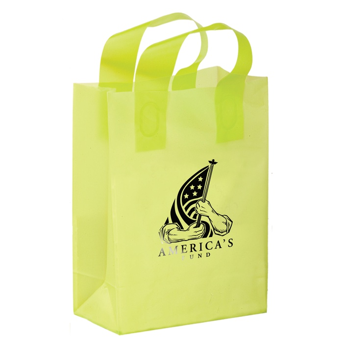 Color Frosted 8" x 4" x 11" Logo Shopper Bags